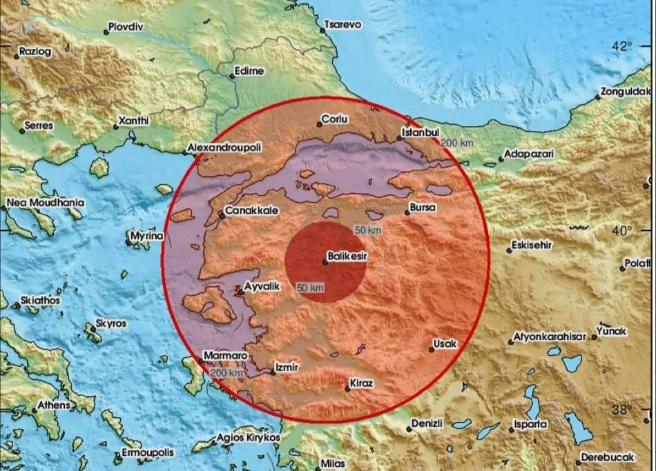 Çanakkale’de meydana gelen deprem,İstanbul ve yakın illerden hissedildi