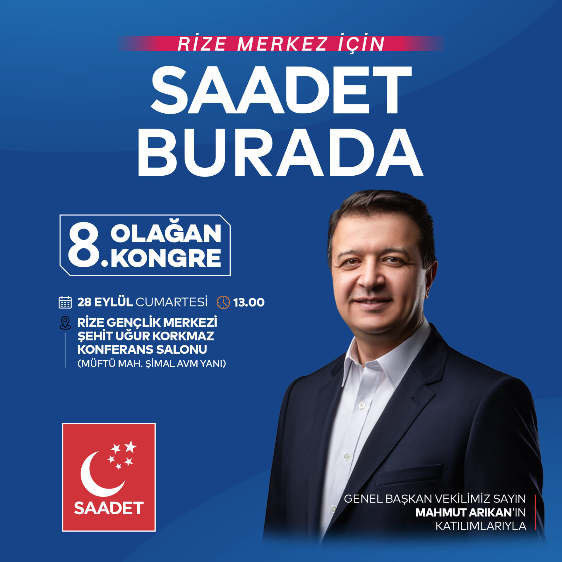 Rize’de Saadet partisi 8. Olağan Kongresi