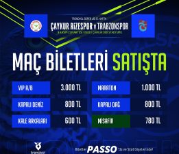 Çaykur Rizespor – Trabzonspor maçının biletleri satışa çıktı