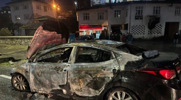 Rize’de Sürücüyü silahla yaralayıp, otomobilini ateşe verdi